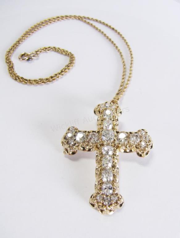 Appraisal: A very unique antique K yellow gold cross pin pendant