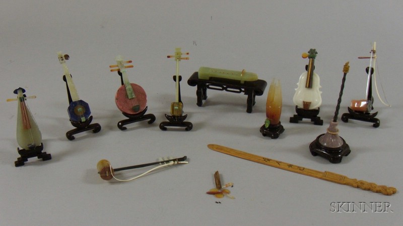 Appraisal: Approximately Ten Small Hardstone Instruments and Other Items some with