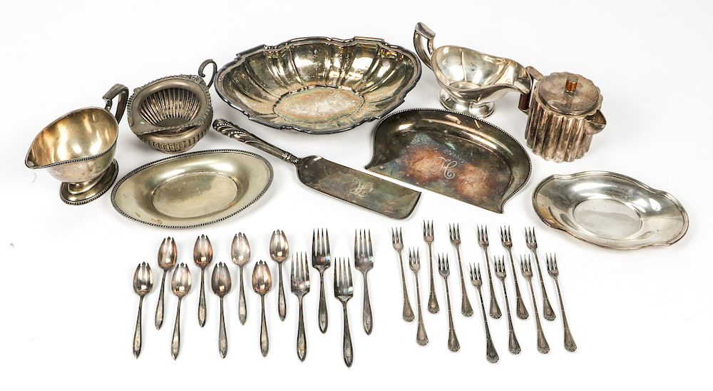 Appraisal: Collection of Estate Silver Plate Items Collection of Estate Silver