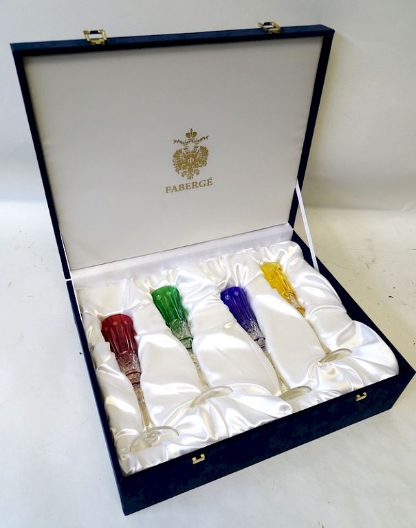 Appraisal: Faberge Champagne Glasses In Box Faberge Champagne Glasses In Box