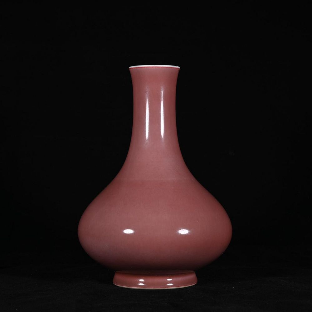 Appraisal: CHINESE RED GLAZED PORCELAIN BOTTLE VASE Chinese red glazed porcelain