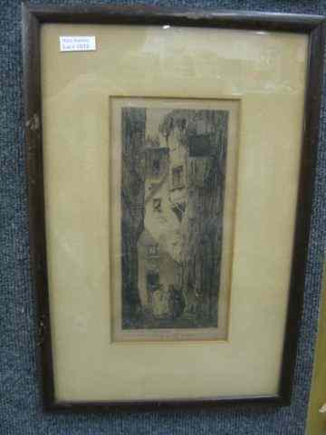 Appraisal: Louis Orr Etching Couple Talkingon a city street pencil signed