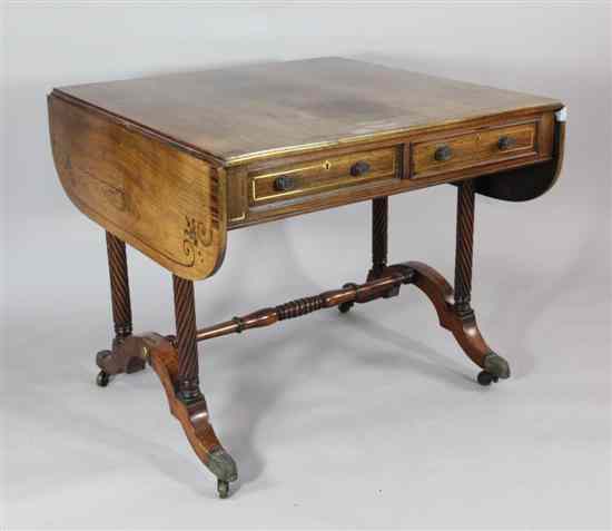 Appraisal: A George IV brass strung rosewood sofa table c on