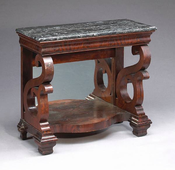 Appraisal: A Classical mahogany marble top pier table second quarter th