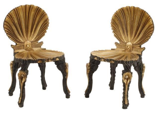 Appraisal: pair Italianate grotto style side chairs approx h w d