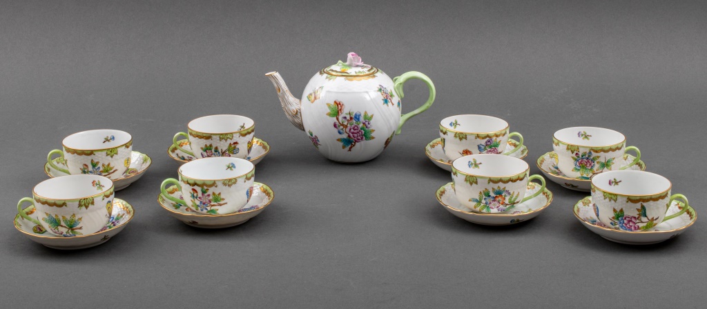 Appraisal: HEREND PORCELAIN QUEEN VICTORIA PART TEA SERVICE Hungarian Herend porcelain