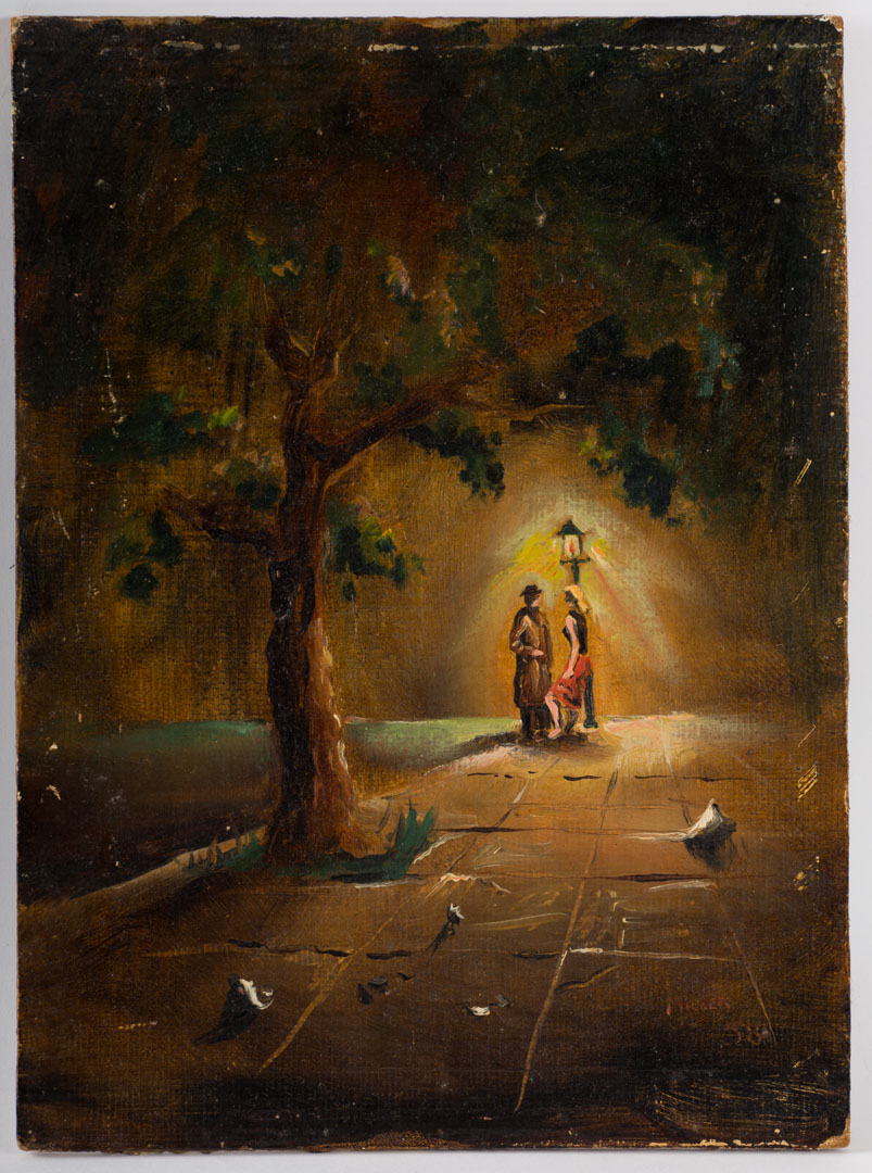 Appraisal: Melvin Miller Couple Under a Streetlight oil Melvin Orville Miller