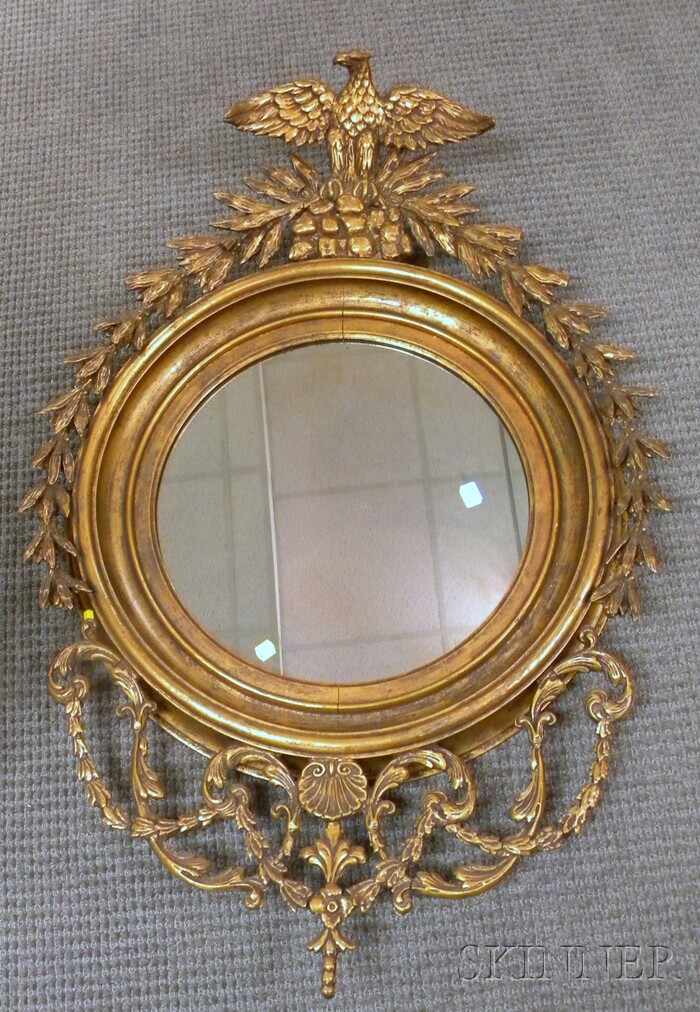 Appraisal: Federal-style Giltwood and Gesso Girandole Mirror lg wd in