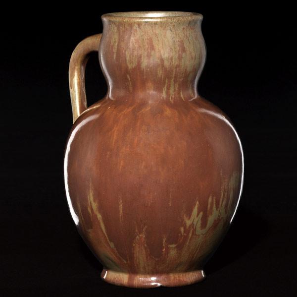 Appraisal: W J WALLEY Gourd-shaped pitcher covered in a fine red