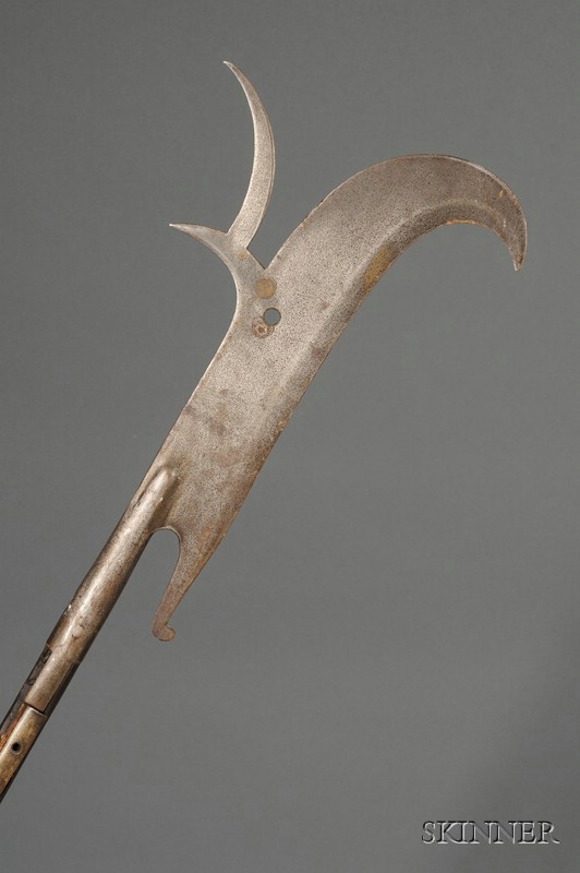 Appraisal: Mediaeval-style Steel Halberd Polearm curved blade with smaller blade emanating