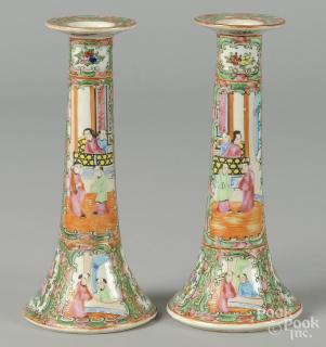 Appraisal: Pair of Chinese export porcelain rose medallion candlesticks th c