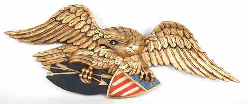 Appraisal: Carved and gilded eagle plaque ca w