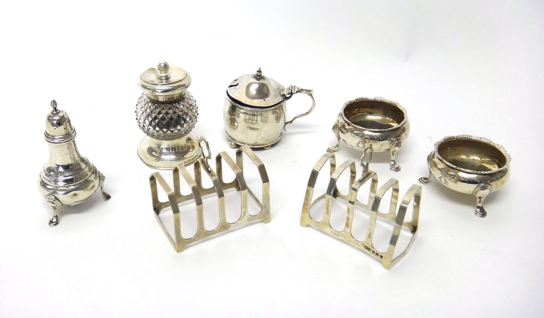 Appraisal: Silver and silver mounted wares comprising two similar circular salts