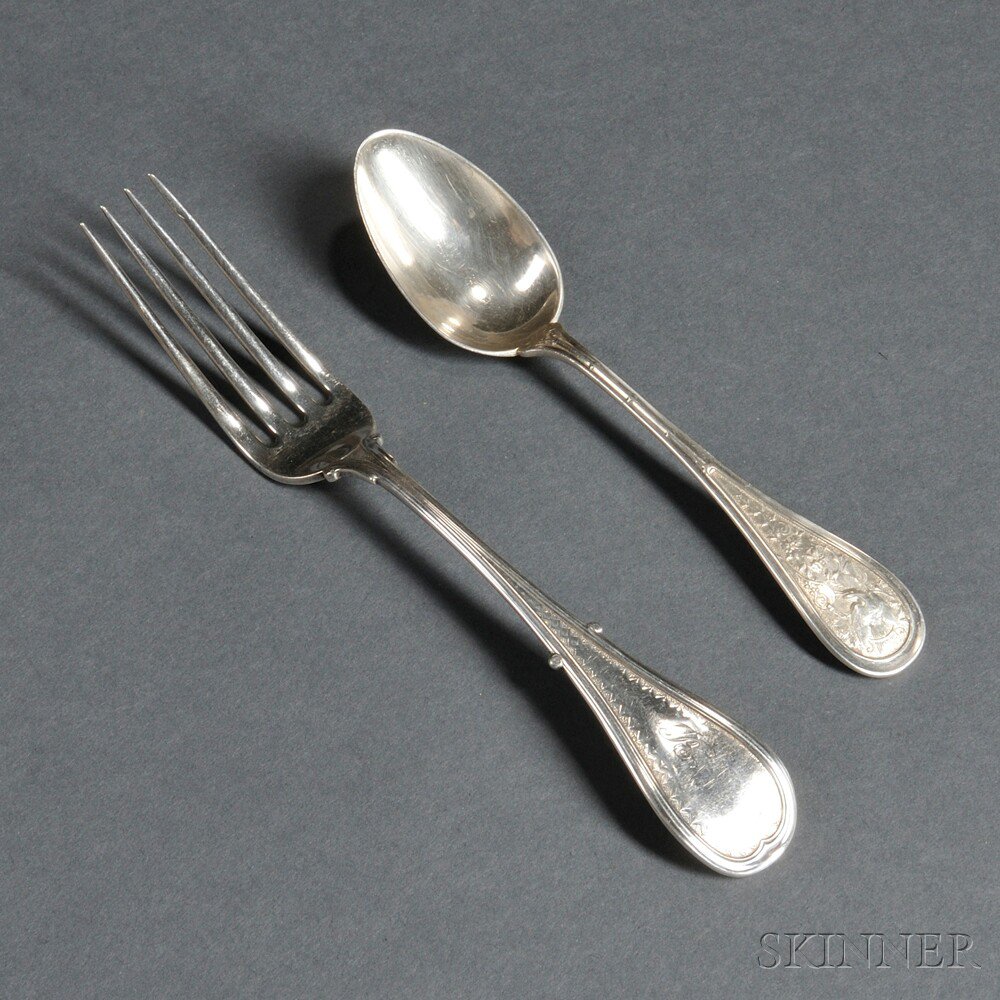 Appraisal: American Sterling Silver Flatware c - monogrammed twelve Wood Hughes