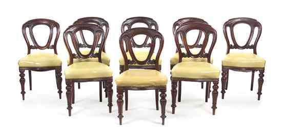 Appraisal: A Set of Eight Victorian Mahogany Dining Chairs each with