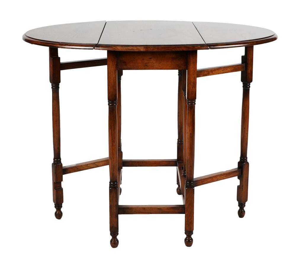 Appraisal: GEORGIAN-STYLE MAHOGANY GATELEG END TABLE th century unsigned Provenance The