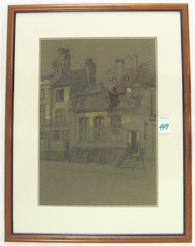 Appraisal: W L BRUCKMAN CHARCOAL DRAWING AND PASTEL Dutch - Town