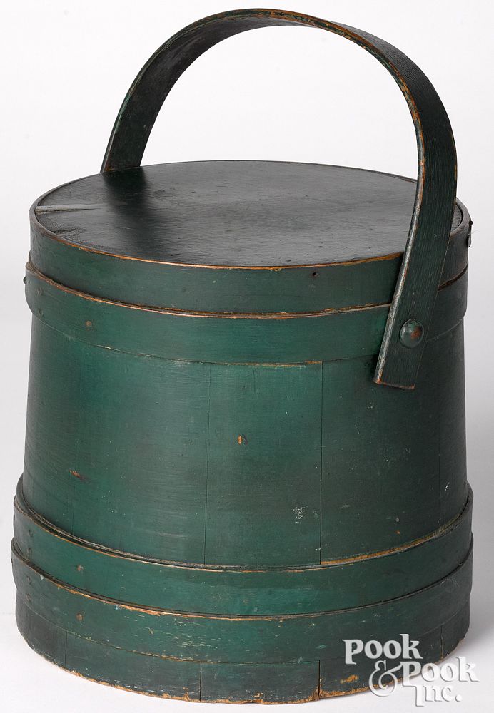 Appraisal: Painted firkin th c Painted firkin th c retaining its