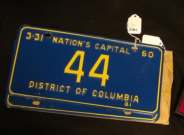 Appraisal: Mint pair of District of Columbia license plates with number