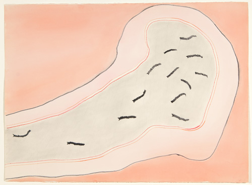 Appraisal: Ree Morton American - Untitled Cell Drawing with Pink Watercolor