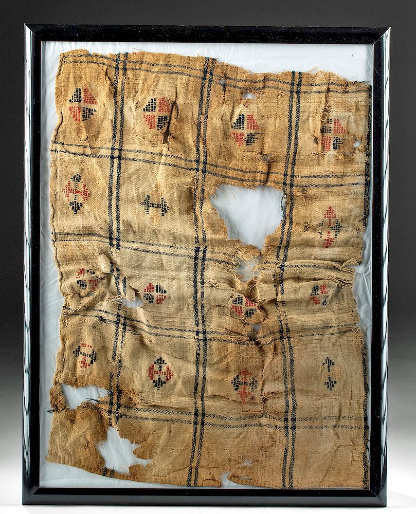 Appraisal: Large Framed Egyptian Coptic Textile Fragment Egypt Coptic culture ca