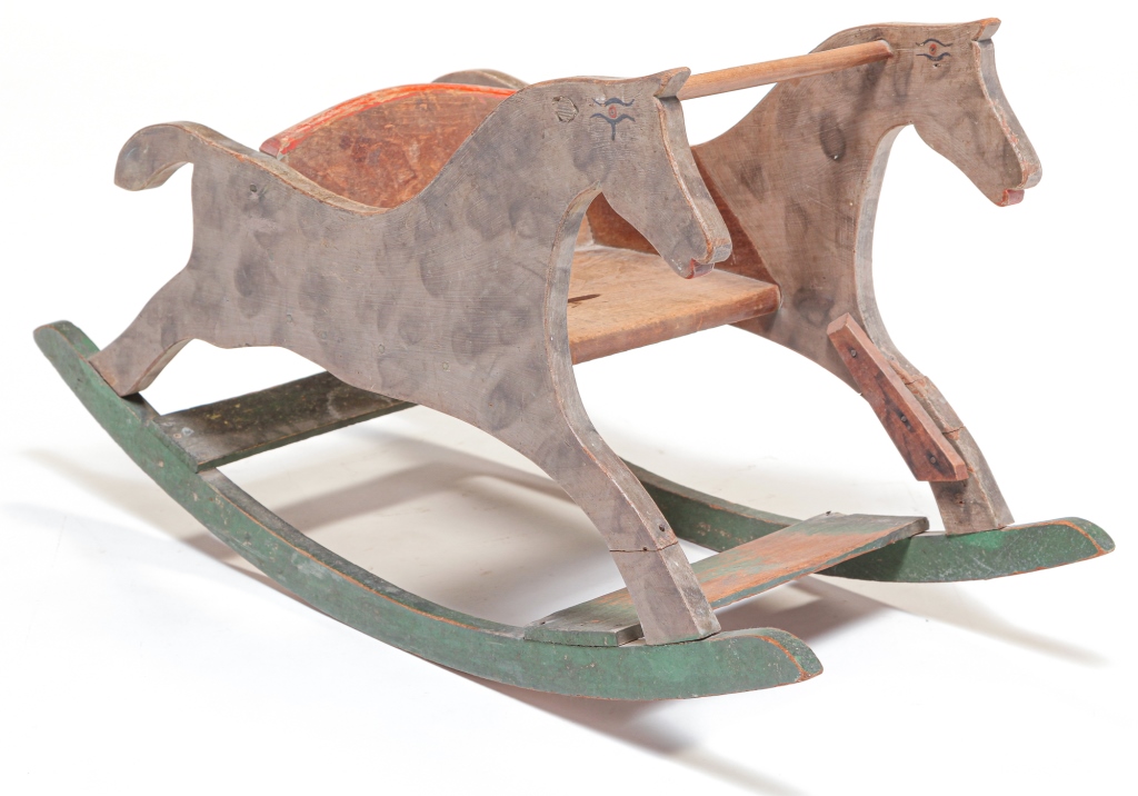 Appraisal: AMERICAN ROCKING HORSE Late th-early th century Rocking horse with