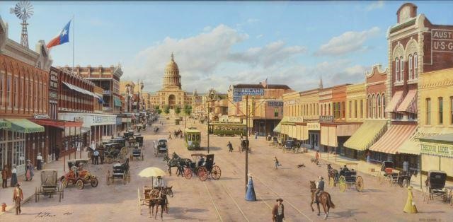 Appraisal: Framed print on paper Picturing the Past Congress Avenue Austin