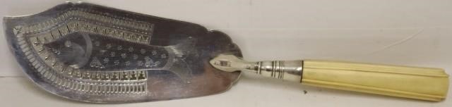 Appraisal: EARLY TH C CHINESE EXPORT SILVER FISH KNIFE WITHIVORY HANDLE