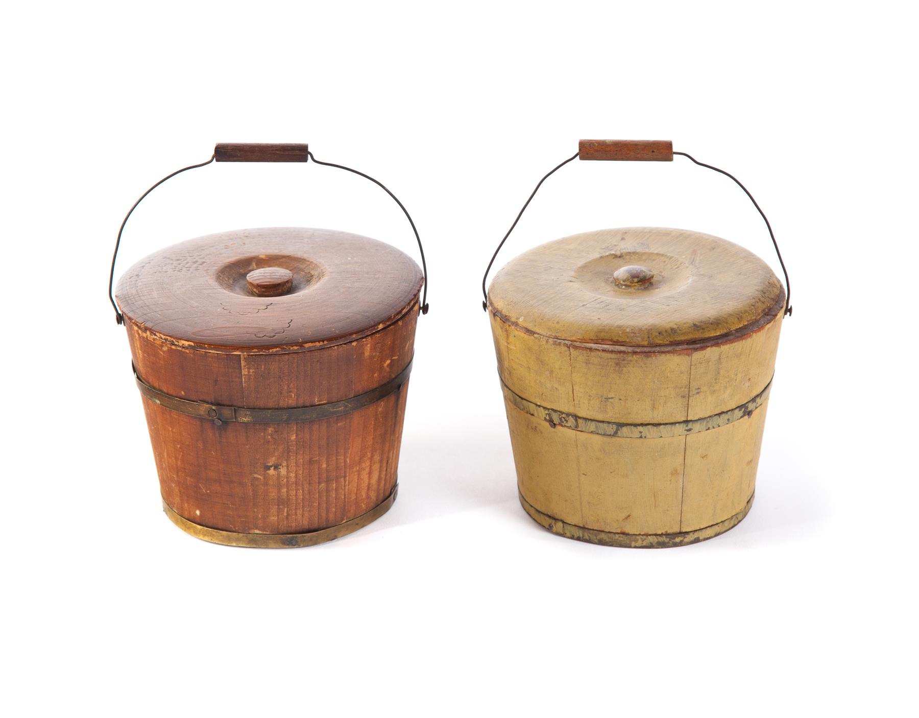 Appraisal: TWO AMERICAN MINIATURE BUCKETS Second half- th century Stave constructed