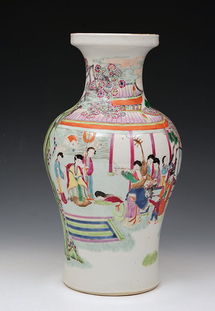 Appraisal: A CHINESE BALUSTER VASE decorated in the famille rose palette