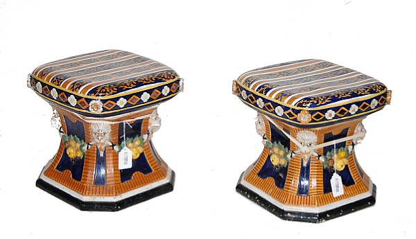 Appraisal: A pair of Italian majolica garden seats late th early