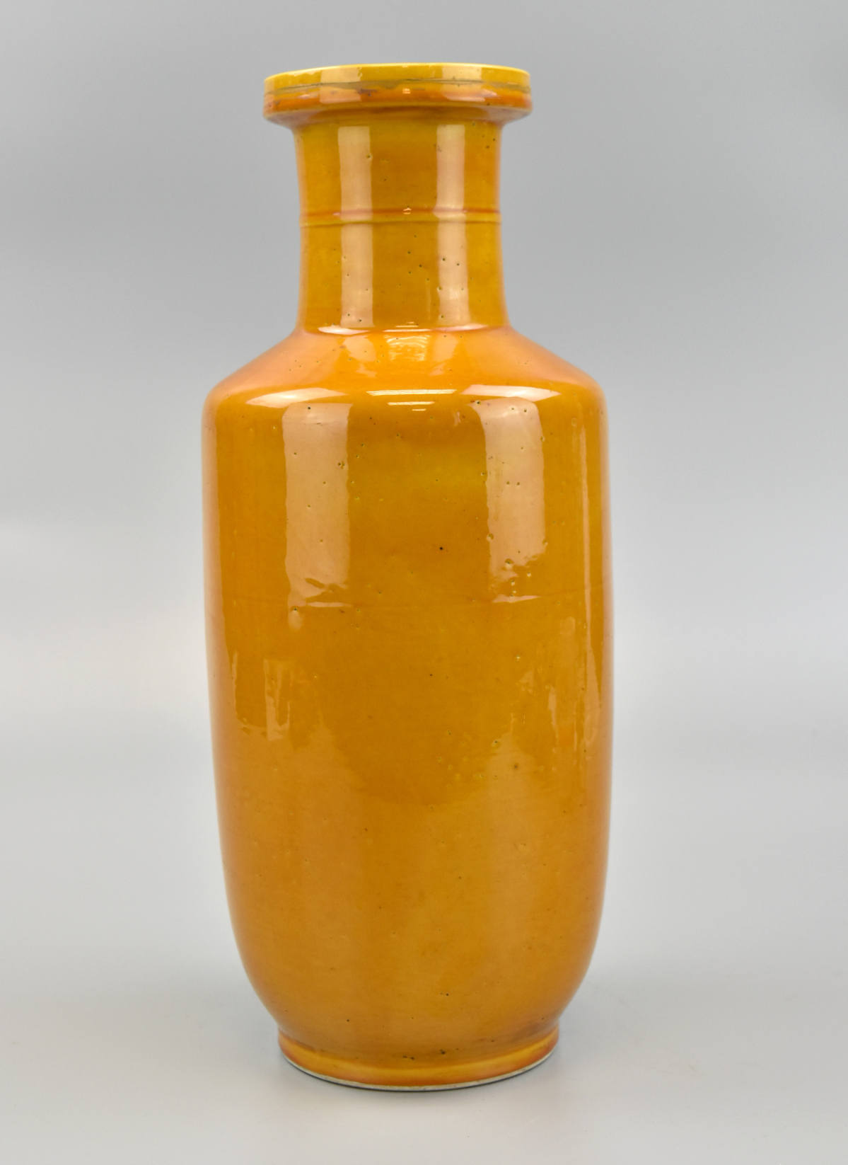 Appraisal: Chinese Roc Period rouleau vase covered with gold yellow glaze