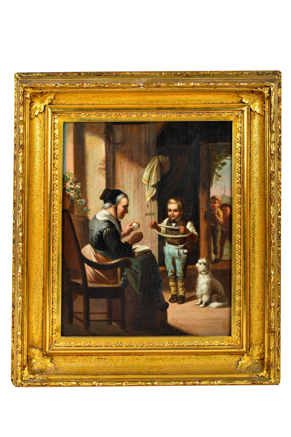 Appraisal: GERMAN SCHOOL INTERIOR SCENEoil on canvas unsigned Condition with small