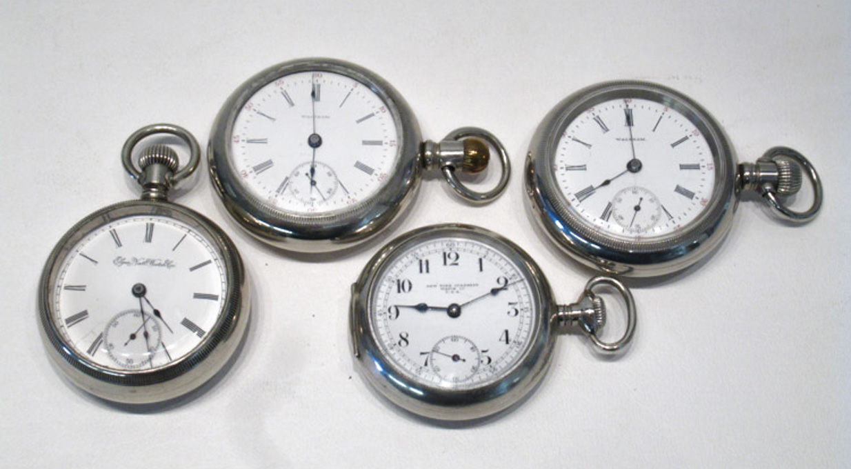 Appraisal: FOUR AMERICAN OPEN FACE POCKET WATCHES including Elgin size s