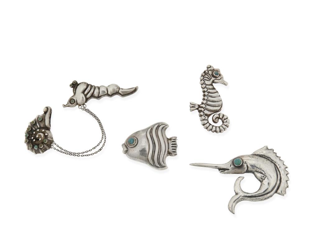 Appraisal: Matilde Poulat c -d Mexican Four Matl silver and stone