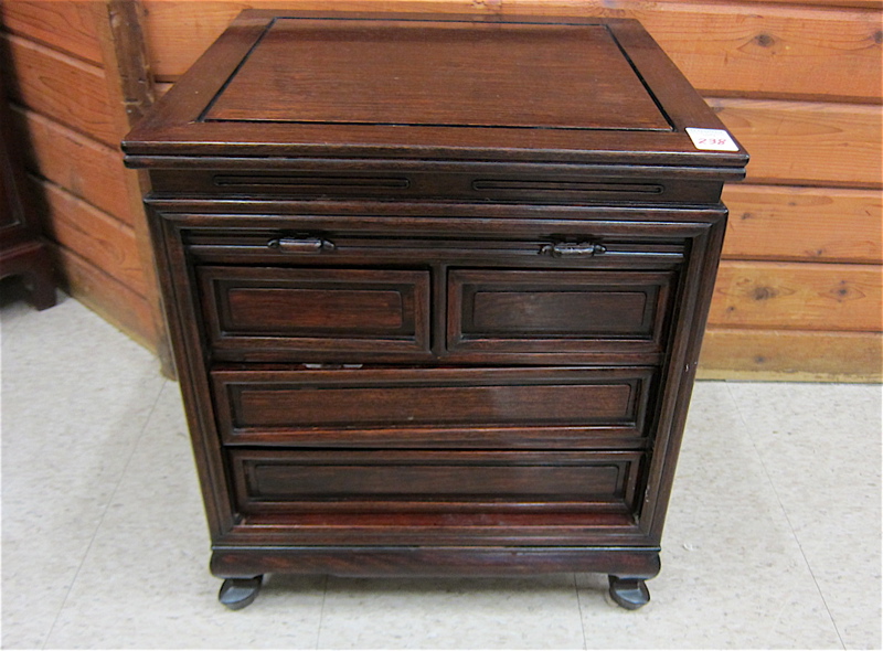 Appraisal: SMALL ROSEWOOD END-TABLE CHEST Chinese th century a small square