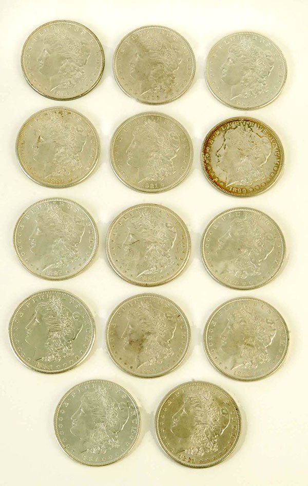 Appraisal: Fourteen Morgan silver dollars Five -S two -S two -O