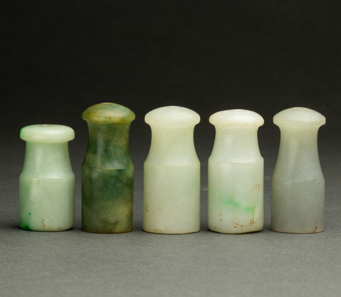 Appraisal: LOT OF CHINESE JADEITE CIGARETTE HOLDERS lot of Chinese jadeite