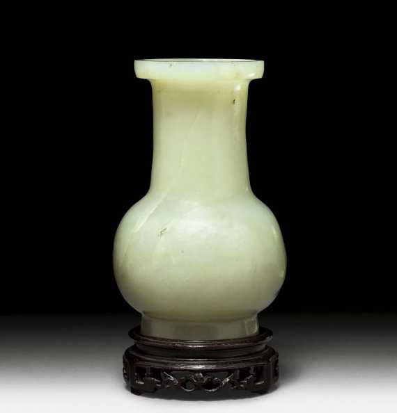 Appraisal: SMALL JADE VASE China ca th century H cm Celadon-coloured