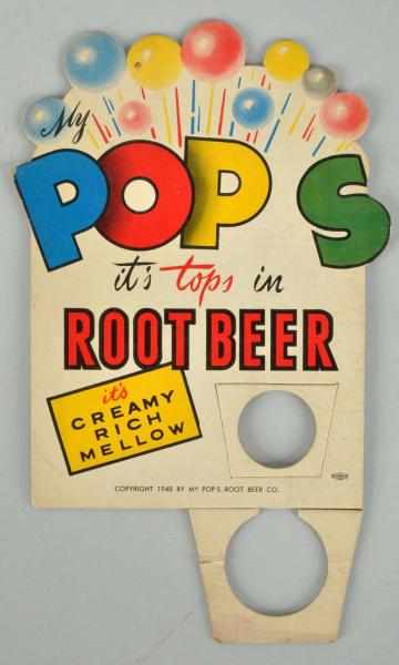 Appraisal: Pops Root Beer Bottle Cardboard Topper Description Some light to