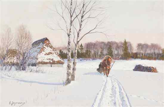 Appraisal: Andrei Afanasievich Jegorov Russian - Path Through the Snow gouache