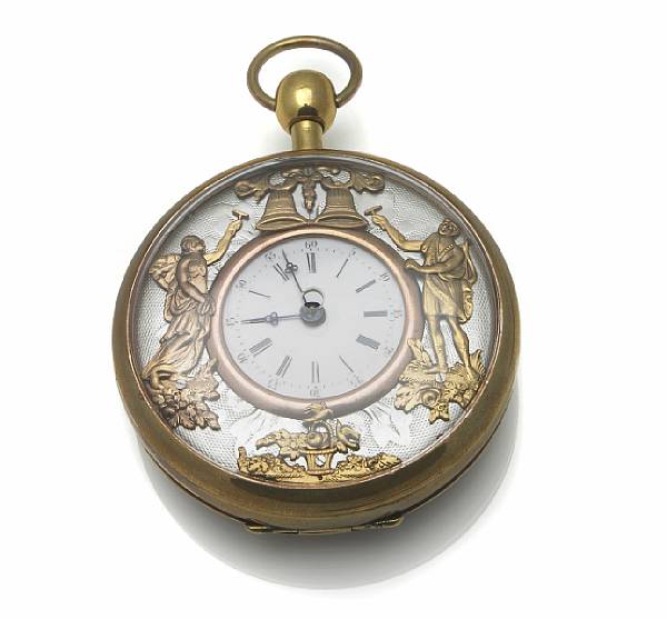 Appraisal: Swiss A key-wind quarter repeating automation pocket watch in later