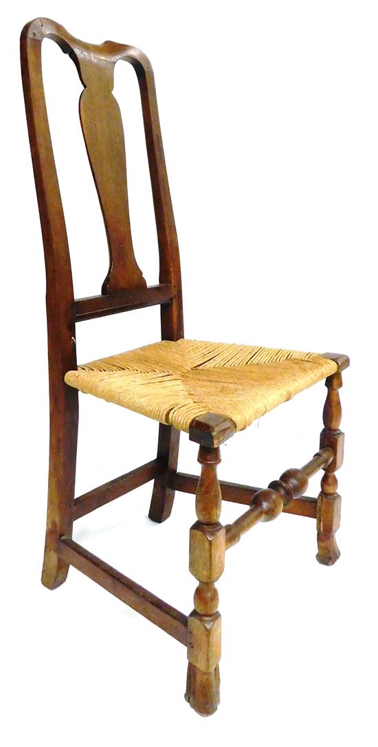 Appraisal: Queen Anne side chair Connecticut cherry and maple raking backrest