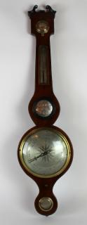 Appraisal: English banjo or wheel barometer in mahogany English banjo or