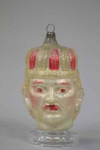 Appraisal: BLOWN GLASS INDIAN HEAD ORNAMENT Germany glass Indian head Christmas