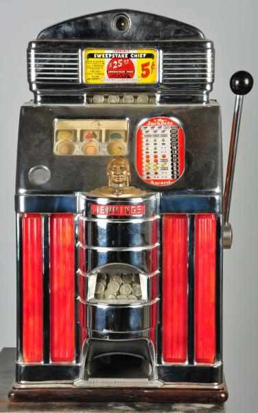 Appraisal: Jennings Sweepstake Chief Machine Description With red light-up plastics Appears