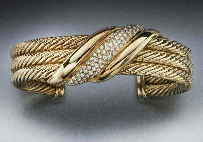 Appraisal: David Yurman K gold and diamond cuff bracelet the cuff