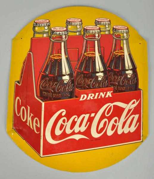 Appraisal: s Coca-Cola Sign with -Pack Description This has been trimmed