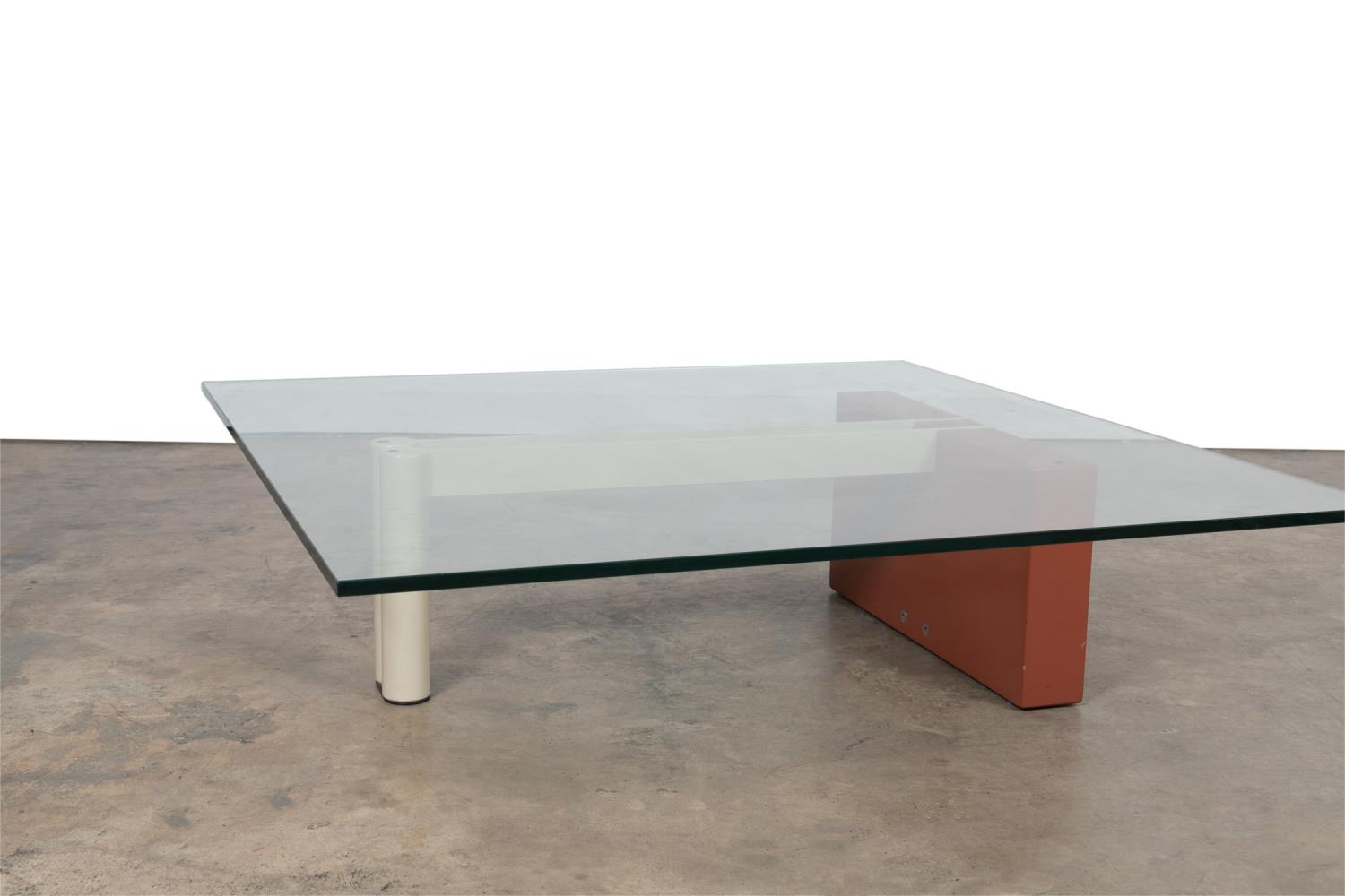 Appraisal: ITALIAN STYLE GLASS TOP COCKTAIL TABLE CA Italian style modernist