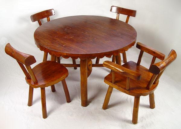 Appraisal: RUSTIC CEDAR TABLE CHAIRS By Wiarton Specialty Mfg Co Ontario